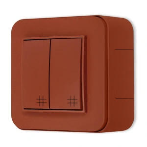 Włącznik krzyżowy podwójny zestaw natynkowy zaokrąglony seria Mini terakota