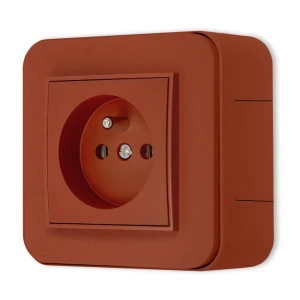 Gniazdo pojedyncze zestaw natynkowy zaokrąglony seria Mini terakota