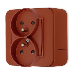 Gniazdo podwójne zestaw natynkowy zaokrąglony seria Mini terakota