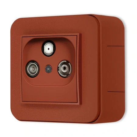 Gniazdo RTV-SAT zestaw natynkowy zaokrąglony seria Mini terakota