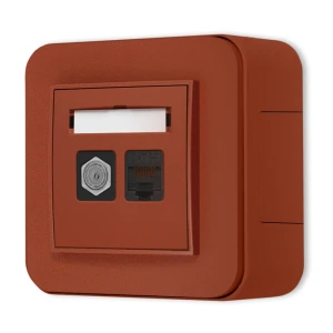 Gniazdo antenowe/RJ45 zestaw natynkowy zaokrąglony seria Mini terakota