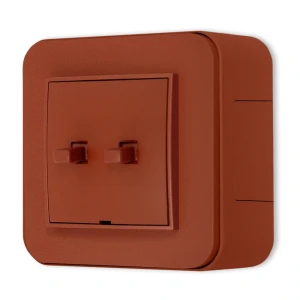 Włącznik podwójny USA zestaw natynkowy zaokrąglony seria Mini terakota