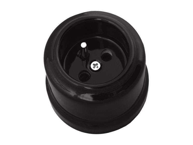 Gniazdo pojedyncze natynkowe 2P+Z 'Retro ceramic' 16A-250V~, czarne