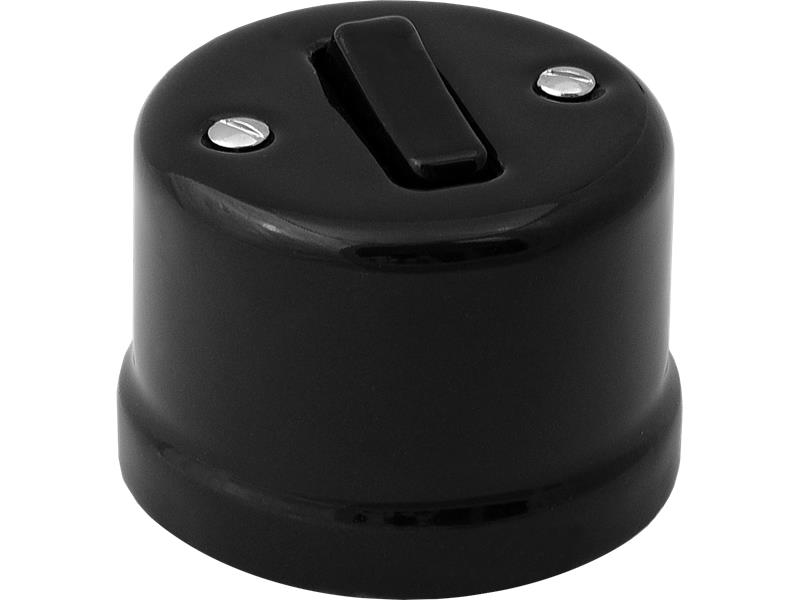 Łącznik pojedynczy natynkowy 'Retro ceramic' 10A-250V~, czarny