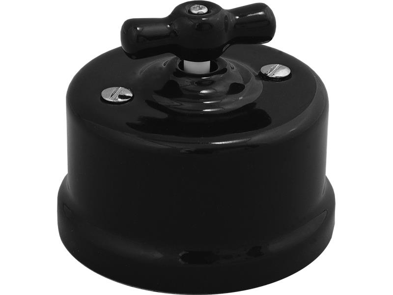 Łącznik krzyżowy obrotowy natynkowy 'Retro ceramic' 10A-250V~, czarny