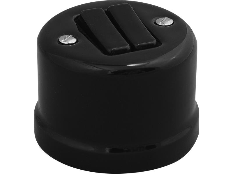 Łącznik podwójny natynkowy 'Retro ceramic' 10A-250V~, czarny