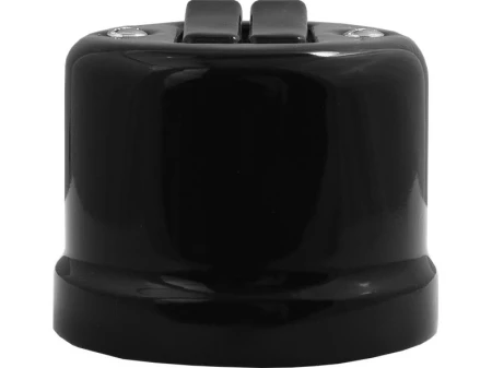 Łącznik podwójny schodowy natynkowy 'Retro ceramic' 10A-250V~, czarny