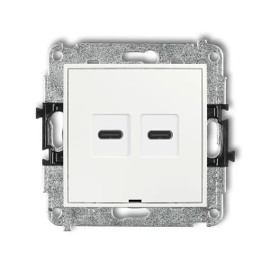 Karlik MINI Mechanizm ładowarki USB podwójnej 2xUSB C, 30W max., bez pola opisowego biały MCUSBBO-9