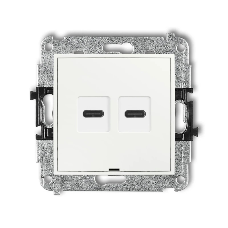 Karlik MINI Mechanizm ładowarki USB podwójnej 2xUSB C, 30W max., bez pola opisowego biały MCUSBBO-9