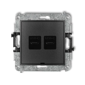 Karlik MINI Mechanizm ładowarki USB podwójnej 2xUSB C, 30W max., bez pola opisowego grafitowy 11MCUSBBO-9