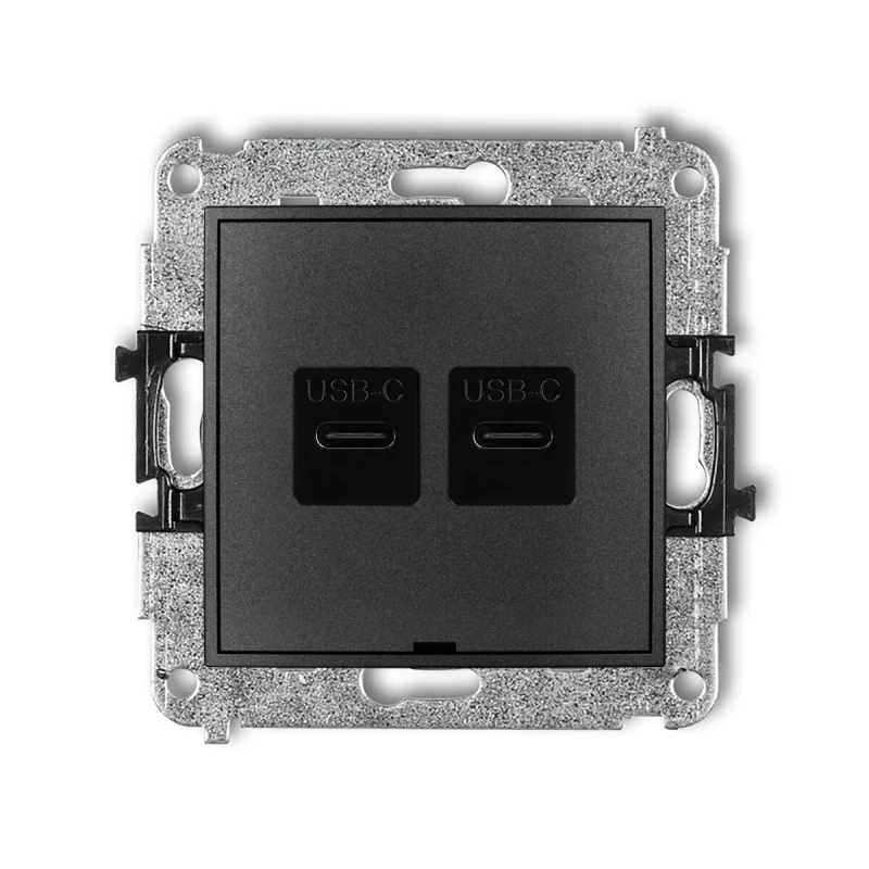 Karlik MINI Mechanizm ładowarki USB podwójnej 2xUSB C, 30W max., bez pola opisowego grafitowy 11MCUSBBO-9