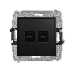 Karlik MINI Mechanizm ładowarki USB podwójnej 2xUSB C, 30W max., bez pola opisowego czarny mat 12MCUSBBO-9
