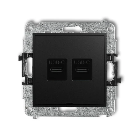 Karlik MINI Mechanizm ładowarki USB podwójnej 2xUSB C, 30W max., bez pola opisowego czarny mat 12MCUSBBO-9