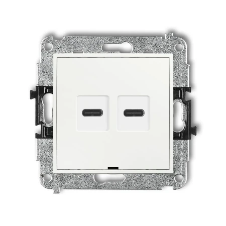 Karlik MINI Mechanizm ładowarki USB podwójnej 2xUSB C, 30W max., bez pola opisowego biały mat 25MCUSBBO-9