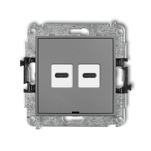Karlik MINI Mechanizm ładowarki USB podwójnej 2xUSB C, 30W max., bez pola opisowego szary mat 27MCUSBBO-9