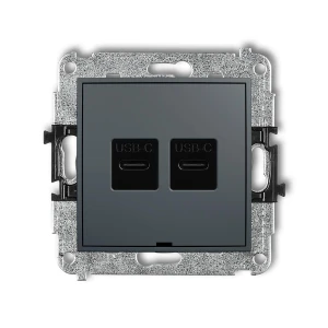 Karlik MINI Mechanizm ładowarki USB podwójnej 2xUSB C, 30W max., bez pola opisowego grafitowy mat 28MCUSBBO-9