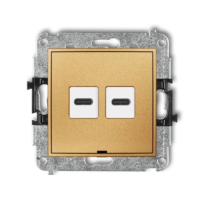 Karlik MINI Mechanizm ładowarki USB podwójnej 2xUSB C, 30W max., bez pola opisowego złoty 29MCUSBBO-9