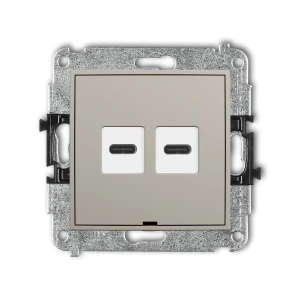 Karlik MINI Mechanizm ładowarki USB podwójnej 2xUSB C, 30W max., bez pola opisowego taupe 60MCUSBBO-9