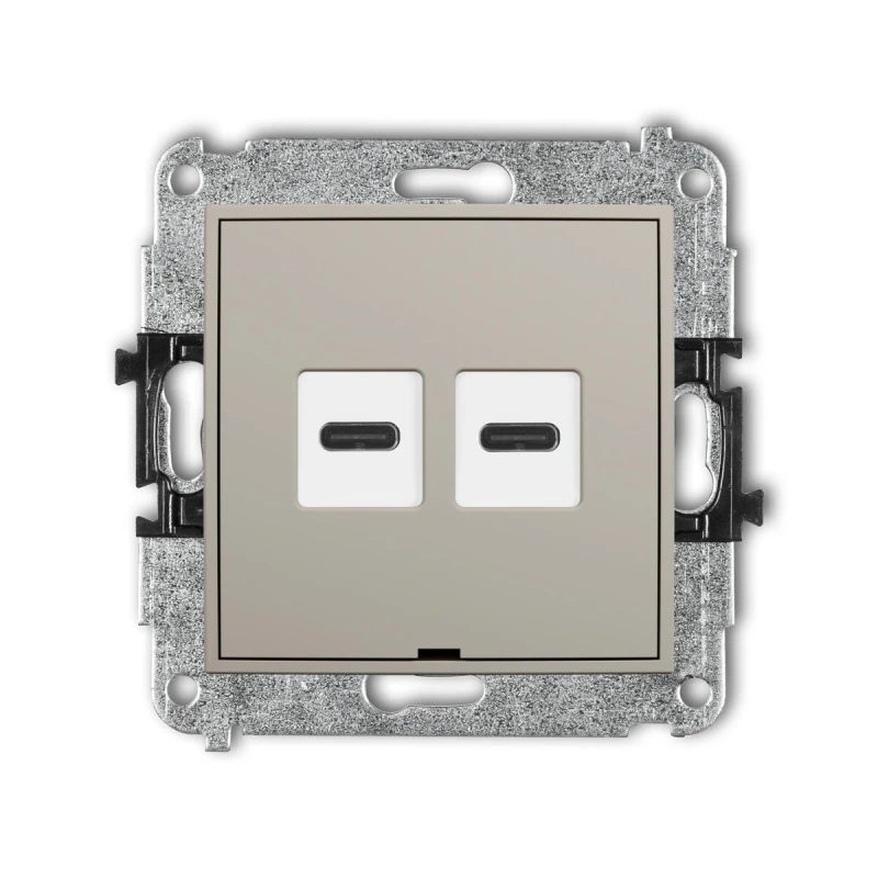 Karlik MINI Mechanizm ładowarki USB podwójnej 2xUSB C, 30W max., bez pola opisowego taupe 60MCUSBBO-9