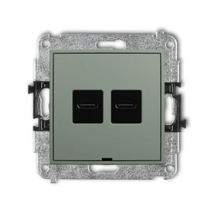 Karlik MINI Mechanizm ładowarki USB podwójnej 2xUSB C, 30W max., bez pola opisowego szałwiowy 61MCUSBBO-9