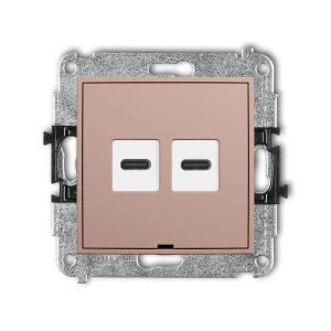 Karlik MINI Mechanizm ładowarki USB podwójnej 2xUSB C, 30W max., bez pola opisowego łososiowy 62MCUSBBO-9