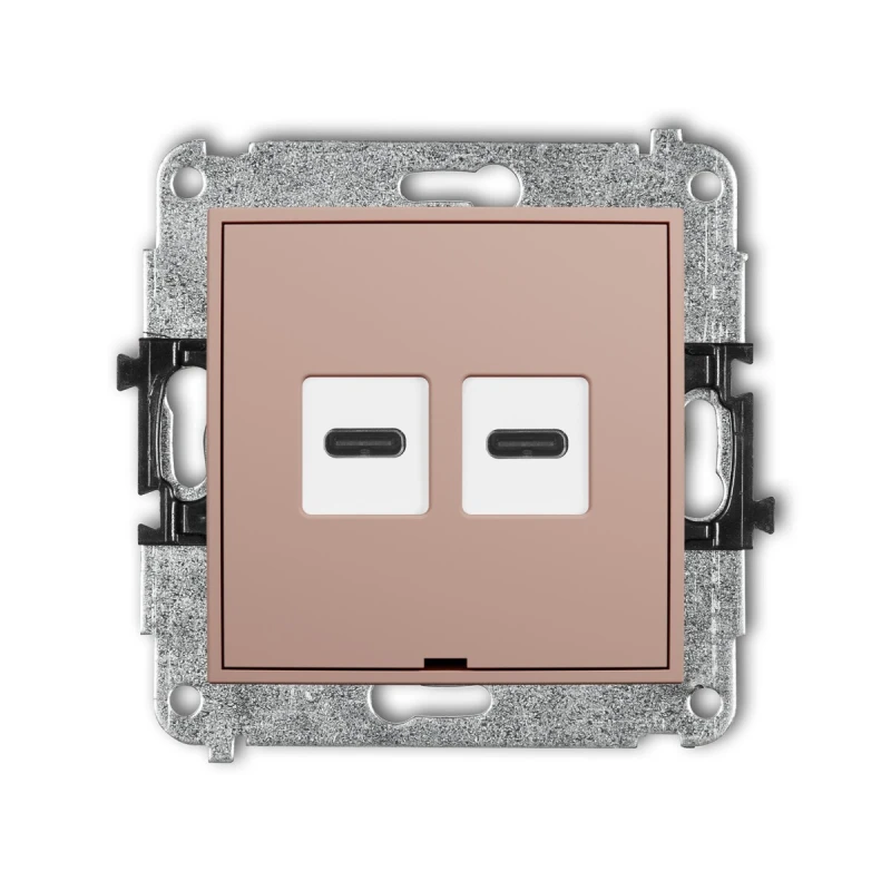 Karlik MINI Mechanizm ładowarki USB podwójnej 2xUSB C, 30W max., bez pola opisowego łososiowy 62MCUSBBO-9