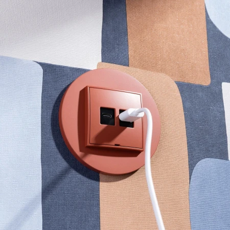 Karlik MINI Mechanizm ładowarki USB podwójnej 2xUSB C, 30W max., bez pola opisowego terakota 63MCUSBBO-9