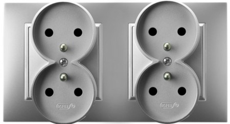 Gniazdo Poczwórne Pokojowe Ścienne Srebrny Ospel Aria