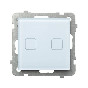 Łącznik dotykowy dwugrupowy świecznikowy z podświetleniem + wi-fi producent Ospel seria Sonata touch kolor Białe szkło kod ŁPDT-2RS/m/31