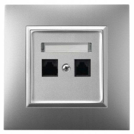 Gniazdo Internetowe Rj45 2X Ospel Aria Srebrny