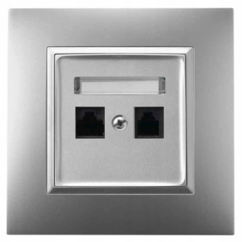 Gniazdo Internetowe Rj45 2X Ospel Aria Srebrny