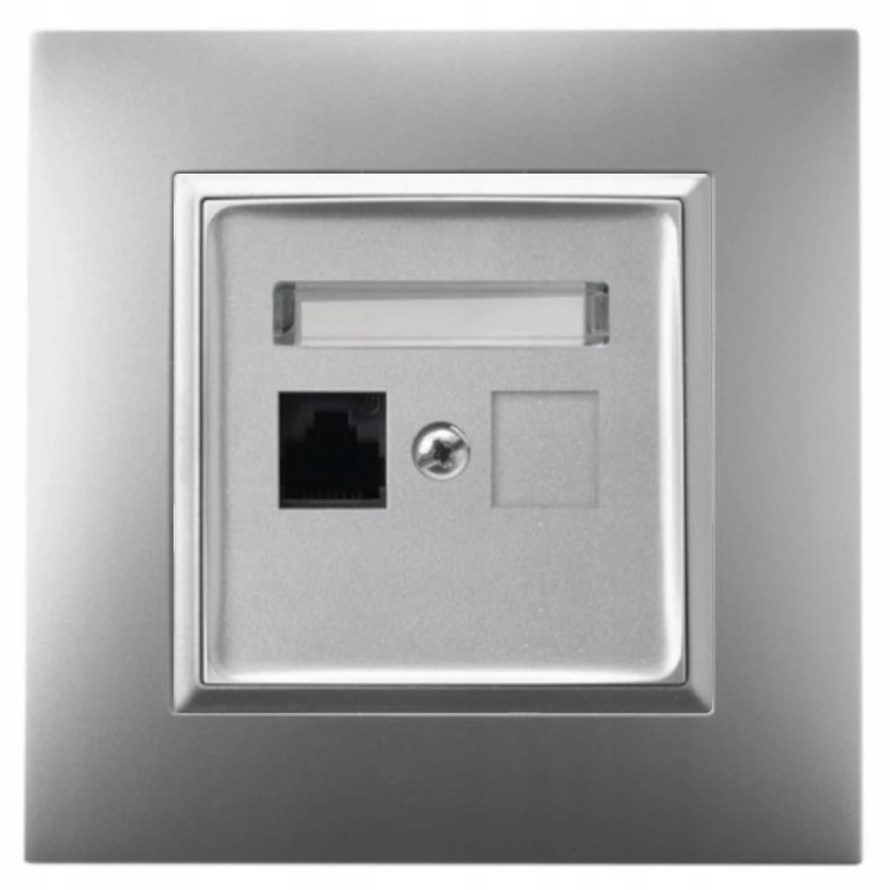 Gniazdo Internetowe Rj45 1X Ospel Aria Srebrny