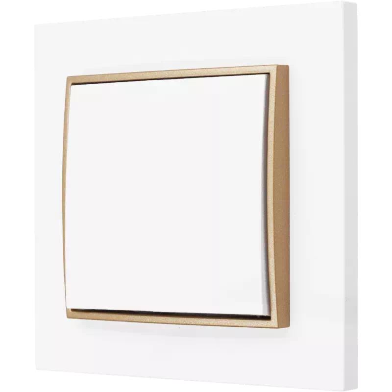 WŁĄCZNIK POJEDYNCZY Z RAMKĄ KARLIK MINI KOLOR BIAŁY / ZŁOTY